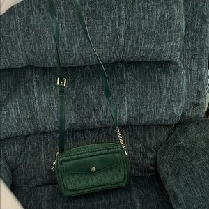 Michael Kors Dark Green Crossbody Bag with matching wallet